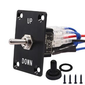 TWTADE Rocker Toggle Switches لحظة 6 دبوس 3 موضع (ON)-Off-(ON) أعلى / أسفل قطبية عكس التبديل مع لوحة والأسلاك وغطاء مقاوم للماء in Kuwait
