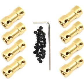8 Pcs 2mm to 2mm Brass Connector Copper DIY Motor Flexible Shaft Coupling Joint Connector With Screws for Small Motor (2mm to 2mm) in Saudi Arabia