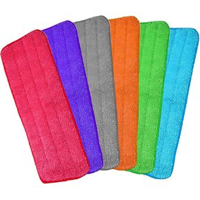 Microfiber Replacement Mop Pad, 18" x 6" Wet & Dry Home & Commercial Cleaning Refills, Reusable Floor Mop Pads (6 Pack)