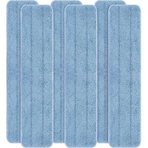 LTWHOME 24" Microfiber Commercial Mop Refill Pads in Blue Fit for Wet or Dry Floor Cleaning (Pack of 6)