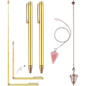4 قطع من قضبان التغطيس النحاسية ومجموعة بندول التغطيس تتضمن قضبان التغطيس الخارقة للطبيعة القابلة للسحب مع مقبض نحاسي و2 بندول التغطيس لصيد الكنز والمياه الإلهية والعثور على العناصر in Kuwait