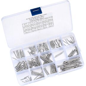 مجموعة متنوعة من دبابيس كوتر، 150 قطعة من دبابيس كوتر المصنوعة من الفولاذ المقاوم للصدأ، دبابيس مقسمة، مجموعة تثبيت مفاتيح بمشبك دبوس كوتر للسيارات والسيارات والشاحنات وجزازة العشب ودبابيس وصلة المقطورة in Kuwait