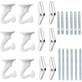 6 Sets White Ceiling Hooks for Hanging Plant, Heavy Duty Swag Toggle Hooks with Hardware (White) in Saudi Arabia