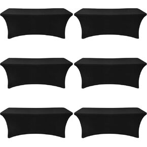 1 Pack 4 Ft Beige Table Cover Fitted Rectangular Tablecloth Stretchable Fabric Lycra Table Cloth 4 ft Wrinkle-Free for Party Tradeshows Banquet Weddings Cocktail