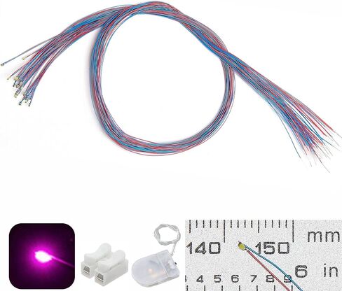 ZZHOB 25pcs Pre-Wired Micro LED Pre-soldered 0402 SMD LEDs(No Need Resistor) + Battery Holder & Connector for Beginner Model Building (White, 25pcs) in Kuwait