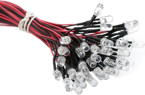 CO RODE 50 قطعة من صمامات LED ثنائية سلكية مسبقة السطوع 12 فولت - أبيض فاتح in Kuwait