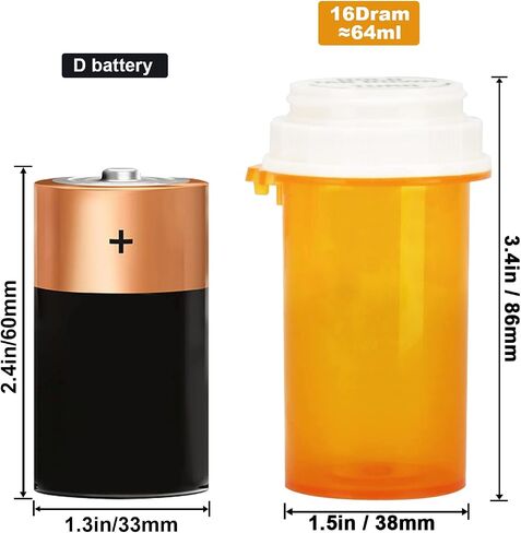 Prescription Reversible Thumb Tab Vials, Medicine Container, Pill Bottle, Prescription Pharmacy Vials Reversible Cap with Animal Pet Resistant (not Child Resistant) Open (10 Dram, 12pcs) in Saudi Arabia