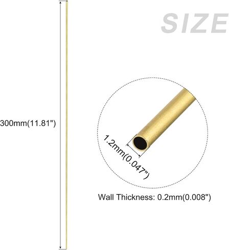 أنبوب نحاسي METALLIXITY (1.2 مم OD × 0.2 مم جدار T × 300 مم طول) 8 قطع، أنابيب مستقيمة - للتأثيث المنزلي، والآلات، والحرف اليدوية اليدوية in Saudi Arabia