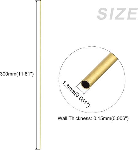 أنبوب نحاسي METALLIXITY (1.3 مم OD × 0.15 مم جدار T × 300 مم طول) 6 قطع، أنابيب مستقيمة - للأثاث المنزلي، والآلات، والحرف اليدوية اليدوية in Saudi Arabia