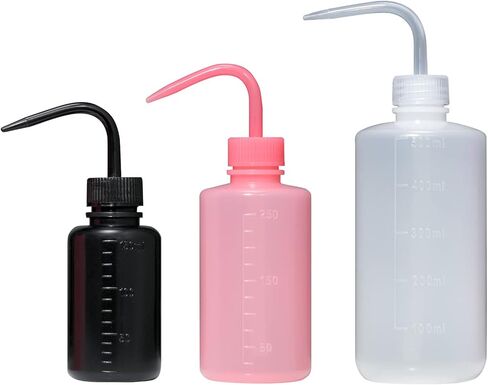 3 عبوات من زجاجات غسيل الوشم، 150 مل 250 مل 500 مل زجاجات مياه سقي عصاري، أدوات سقي شطف آمنة، ضغط بلاستيكي للمختبر الطبي، رش الري (أبيض، أسود، وردي) in Kuwait