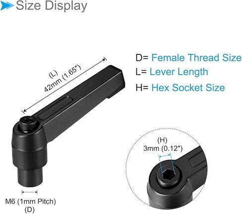 مقابض رافعة تثبيت CoCud، رافعة M10 أنثى بخيط 74 مم، مقابض دوارة قابلة للتعديل سريعة التحرير باللون الأسود - (التطبيقات: لآلات المخرطة)، قطعة واحدة in Kuwait