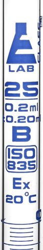 ماصة مصلية، 25 مل - الفئة ب، التسامح ± 0.200 مل - تدرجات زرقاء - رمز اللون، أبيض - معايرة للتوصيل إلى الطائرة - زجاج البورسليكات - مختبرات Eisco in Kuwait