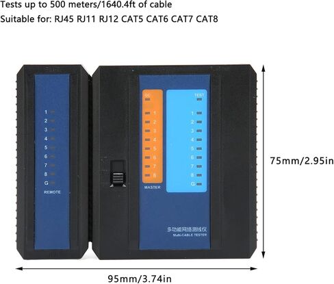 اختبار كابل الشبكة، أداة اختبار كابل إيثرنت سلك RJ45 متعددة الأغراض، لـ RJ45 RJ11 RJ12 CAT5 CAT6 CAT7 CAT8، 500 متر/1640.4 قدم in Kuwait