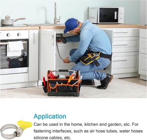 مشابك خرطوم قابلة للتعديل من ميتاليكسيتي (12 مم - 20 مم/0.47 بوصة - 0.8 بوصة) 10 قطع، مشبك معدني - لتثبيت أنبوب أنبوب الحديقة المنزلية in Kuwait