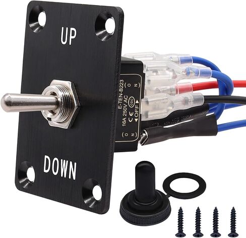 TWTADE Rocker Toggle Switches لحظة 6 دبوس 3 موضع (ON)-Off-(ON) أعلى / أسفل قطبية عكس التبديل مع لوحة والأسلاك وغطاء مقاوم للماء in Saudi Arabia