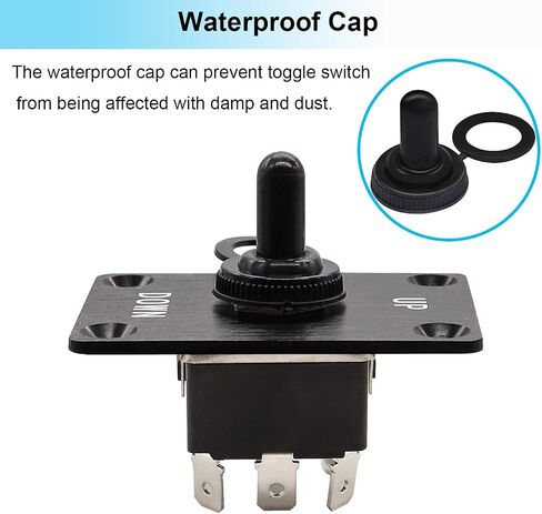 TWTADE Rocker Toggle Switches لحظة 6 دبوس 3 موضع (ON)-Off-(ON) أعلى / أسفل قطبية عكس التبديل مع لوحة والأسلاك وغطاء مقاوم للماء in Saudi Arabia