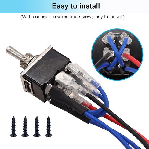 TWTADE Rocker Toggle Switches لحظة 6 دبوس 3 موضع (ON)-Off-(ON) أعلى / أسفل قطبية عكس التبديل مع لوحة والأسلاك وغطاء مقاوم للماء in Saudi Arabia