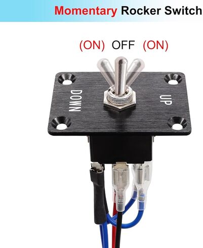 TWTADE Rocker Toggle Switches لحظة 6 دبوس 3 موضع (ON)-Off-(ON) أعلى / أسفل قطبية عكس التبديل مع لوحة والأسلاك وغطاء مقاوم للماء in Saudi Arabia