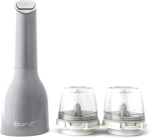 FinaMill Classic Battery Spice Mill, Salt & Pepper Grinder Kitchen Gift Set | Battery Operated Salt and Pepper Grinder Set with 2 Interchangeable Spice Pods, Adjustable Coarseness, Best Kitchen Gift Set in Saudi Arabia