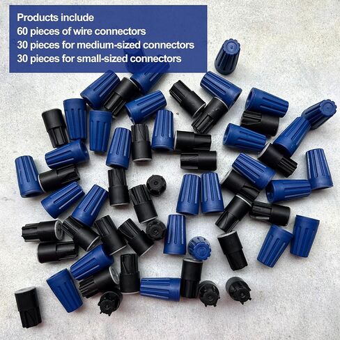 60 Pcs Waterproof Wire Nuts,Outdoor Seal Electrical Wire Connectors,Wire Caps Landscape Wire Connector Twist Nuts Caps for Landscape Light,Irrigation Valves,Wet Location Installation,22AWG-12AWG in Kuwait