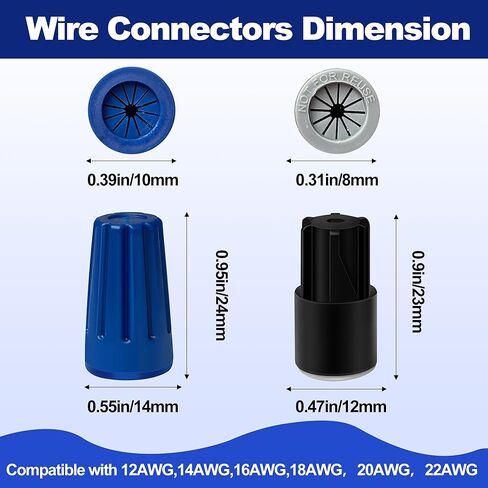 60 Pcs Waterproof Wire Nuts,Outdoor Seal Electrical Wire Connectors,Wire Caps Landscape Wire Connector Twist Nuts Caps for Landscape Light,Irrigation Valves,Wet Location Installation,22AWG-12AWG in Kuwait