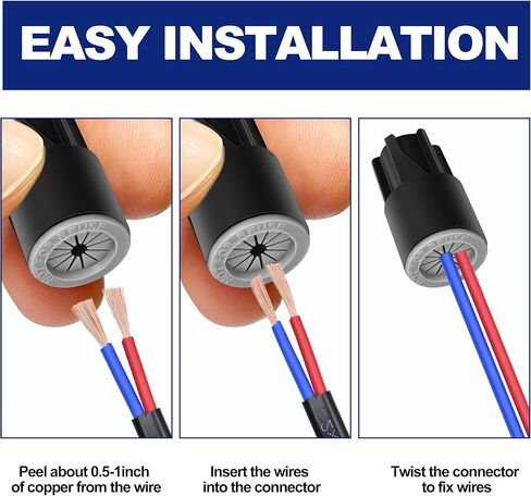 60 Pcs Waterproof Wire Nuts,Outdoor Seal Electrical Wire Connectors,Wire Caps Landscape Wire Connector Twist Nuts Caps for Landscape Light,Irrigation Valves,Wet Location Installation,22AWG-12AWG in Kuwait