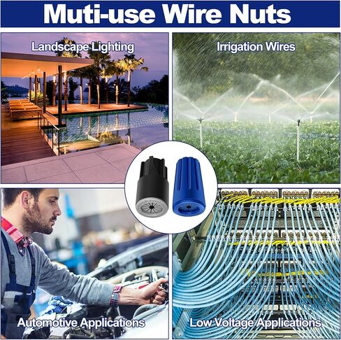 60 Pcs Waterproof Wire Nuts,Outdoor Seal Electrical Wire Connectors,Wire Caps Landscape Wire Connector Twist Nuts Caps for Landscape Light,Irrigation Valves,Wet Location Installation,22AWG-12AWG in Kuwait