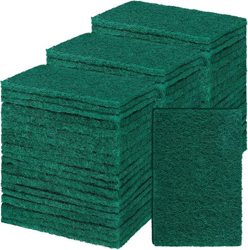 Hoolerry 100 Pcs Heavy Duty Scouring Pads Non Scratch Household Scrub Pads for Cleaning Reusable Pan Scrubber Anti Grease Scrubbing Pads for Dish Kitchen Metal Grills, 4.3 x 3 x 0.3 in (Blue) in Kuwait