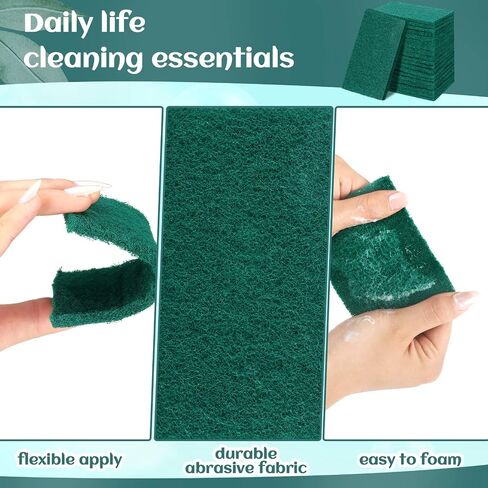 Hoolerry 100 Pcs Heavy Duty Scouring Pads Non Scratch Household Scrub Pads for Cleaning Reusable Pan Scrubber Anti Grease Scrubbing Pads for Dish Kitchen Metal Grills, 4.3 x 3 x 0.3 in (Blue) in Kuwait