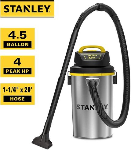 Stanley Wet/Dry Hanging Vacuum, 4.5 Gallon, 4 Horsepower, Stainless Steel Tank in Saudi Arabia