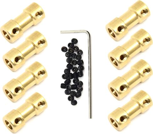 8 Pcs 2mm to 2mm Brass Connector Copper DIY Motor Flexible Shaft Coupling Joint Connector With Screws for Small Motor (2mm to 2mm) in Kuwait