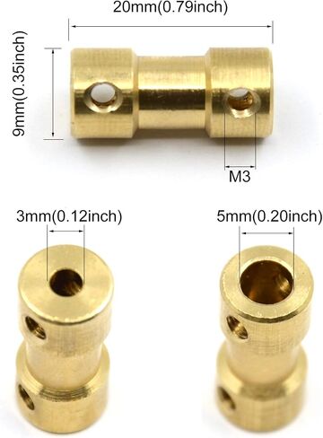 8 Pcs 2mm to 2mm Brass Connector Copper DIY Motor Flexible Shaft Coupling Joint Connector With Screws for Small Motor (2mm to 2mm) in Kuwait