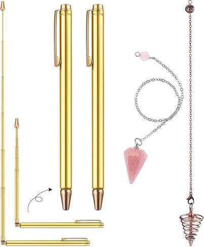 4 قطع من قضبان التغطيس النحاسية ومجموعة بندول التغطيس تتضمن قضبان التغطيس الخارقة للطبيعة القابلة للسحب مع مقبض نحاسي و2 بندول التغطيس لصيد الكنز والمياه الإلهية والعثور على العناصر in Kuwait