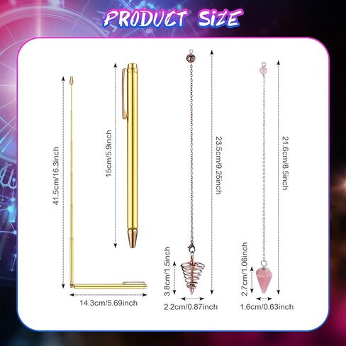 4 قطع من قضبان التغطيس النحاسية ومجموعة بندول التغطيس تتضمن قضبان التغطيس الخارقة للطبيعة القابلة للسحب مع مقبض نحاسي و2 بندول التغطيس لصيد الكنز والمياه الإلهية والعثور على العناصر in Kuwait