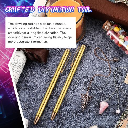 4 قطع من قضبان التغطيس النحاسية ومجموعة بندول التغطيس تتضمن قضبان التغطيس الخارقة للطبيعة القابلة للسحب مع مقبض نحاسي و2 بندول التغطيس لصيد الكنز والمياه الإلهية والعثور على العناصر in Kuwait