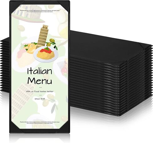 20 Pcs Menu Holder Single Panel Restaurant Menu Covers Single Page Menu Cover Holders with Angled Corners, Black, 4.25" x 11" in Saudi Arabia