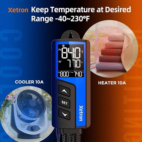 وحدة تحكم في درجة الحرارة والرطوبة من زيترون 110 فولت 10 أمبير، وحدة تحكم ترموستات رقمية للرطوبة، مخرج سلكي مسبقًا لسخان الزواحف وتخمير بذور المروحة، STC-1000ProTH NotWIFI in Kuwait