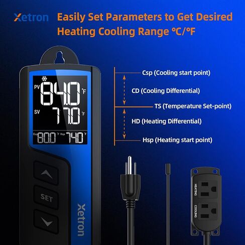 وحدة تحكم في درجة الحرارة والرطوبة من زيترون 110 فولت 10 أمبير، وحدة تحكم ترموستات رقمية للرطوبة، مخرج سلكي مسبقًا لسخان الزواحف وتخمير بذور المروحة، STC-1000ProTH NotWIFI in Kuwait