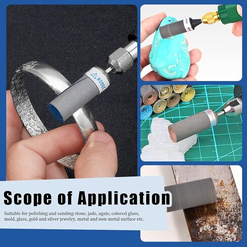 Glarks 10Pcs Sanding Drums Sleeves Polishing Rolls, Abrasive Grinding Head Sandpaper Bar Sticks, 180/240/320/400/600/800/1000/1200/1500/2000 Grit Cylinder Polishing Grinding Mounted Sanding Points in Saudi Arabia