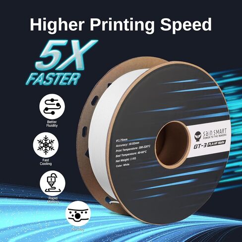 SainSmart خيوط PLA-Lite عالية السرعة 1.75 مم، خيوط طابعة ثلاثية الأبعاد عالية التدفق، بكرة 2.2 رطل (1 كجم)، دقة الأبعاد +/- 0.03 مم، أسود in Saudi Arabia
