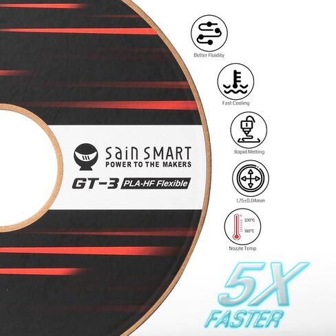 SainSmart High Speed PLA-Lite Filament 1.75mm, High Flow 3D Printer Filament, 2.2 LBS (1KG) Spool, Dimensional Accuracy +/- 0.03mm, Black in Kuwait