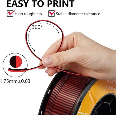Kingroon PLA 3D Printer Filament, 10 Rolls, Triple Color Silk PLA Filament, Dimensional Accuracy +/- 0.03 mm, 10kg Spool(22lbs), 1.75 mm, Red Blue Green in Saudi Arabia