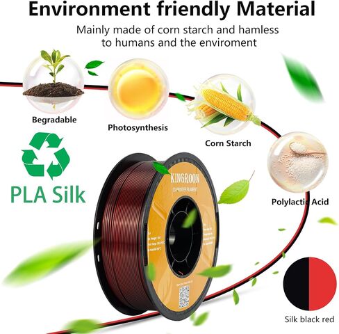 Kingroon PLA 3D Printer Filament, 10 Rolls, Triple Color Silk PLA Filament, Dimensional Accuracy +/- 0.03 mm, 10kg Spool(22lbs), 1.75 mm, Red Blue Green in Saudi Arabia