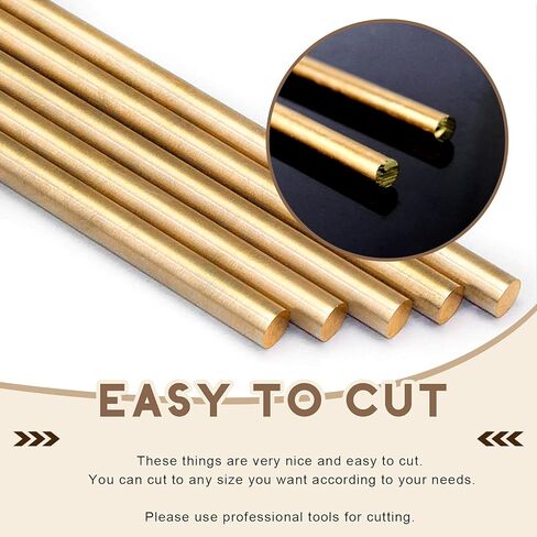 Wokape 2 Pieces High Quality Brass Solid Round Rod Lathe Bar Stock, 1/4 Inch in Diameter 14 Inches in Length in Kuwait