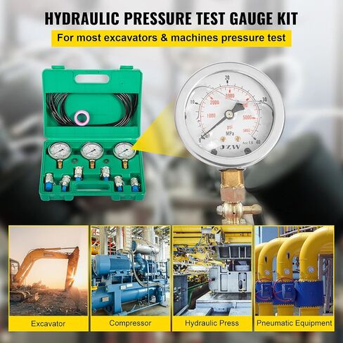 VEVOR Hydraulic Pressure Test Kit, 25/40/60Mpa/11Couplings, Excavator Parts Hydraulic Tester Coupling Hydraulic Pressure Gauge Kit for Excavator Construction Machinery in Saudi Arabia