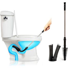 ToiletShroom Revolutionary Plunger, Squeegee, Clog Remover, Drain Cleaner, Bathroom Toilet Dredge Tool, Stainless Steel Handle with Caddy Holder, Оne Расk, Black in Saudi Arabia