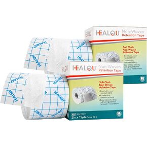 HEALQU Retention Tape Non Woven Adhesive Breathable Wear Resistent Fabric Easy Release Backing with Grid (2x11) in Kuwait