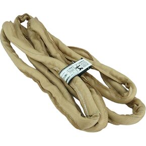 USA Made VR4 X 4' Tan Slings 4'-30' Lengths in Listing, Double PLY Cover Endless Round Poly Lifting Slings, 10,600 lbs Vertical, 8,500 lbs Choker, 21,200 lbs Basket (USA Poly) (4 FT)