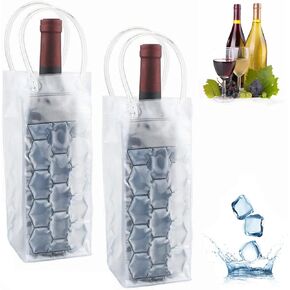 Ice Wine Bag, Wine Chiller, Wine Cooler Refrigerator, Wine Fridge, Wine Bottle Chiller Cooler for Red White Champagne or Sparkling. Set 2 (Blue Wine Bag)