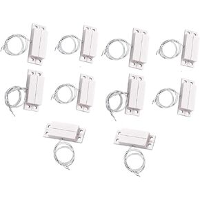 MC-31B NC/NO Magnetic Reed Switch Surface Mount Door Window Alarm, Magneti Door Switch, Contact Sensor, for Home Security and Burglar Alarm Systems, Sets of 10, White
